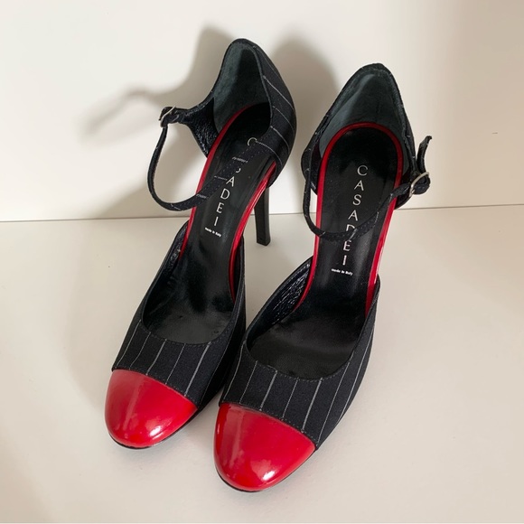 Casadei pinstripe cap toe heel made in Italy - Picture 5 of 16